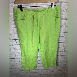 Madison Studio 100% Linen Size 8 lime green pants‎